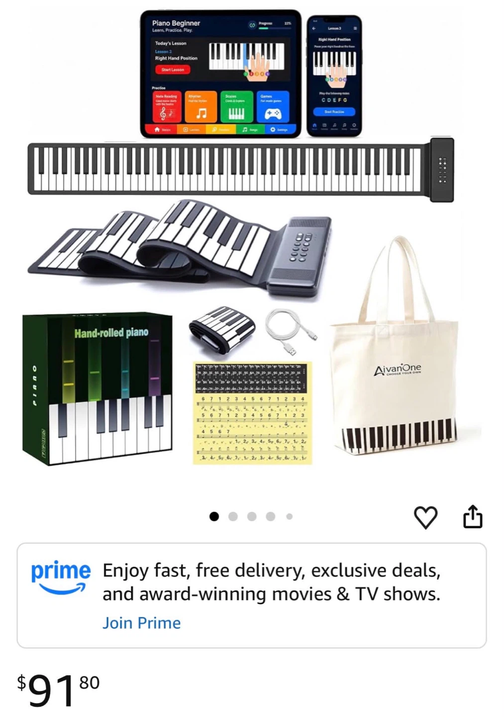 AivanOne 88-Key Roll Up Keyboard Piano