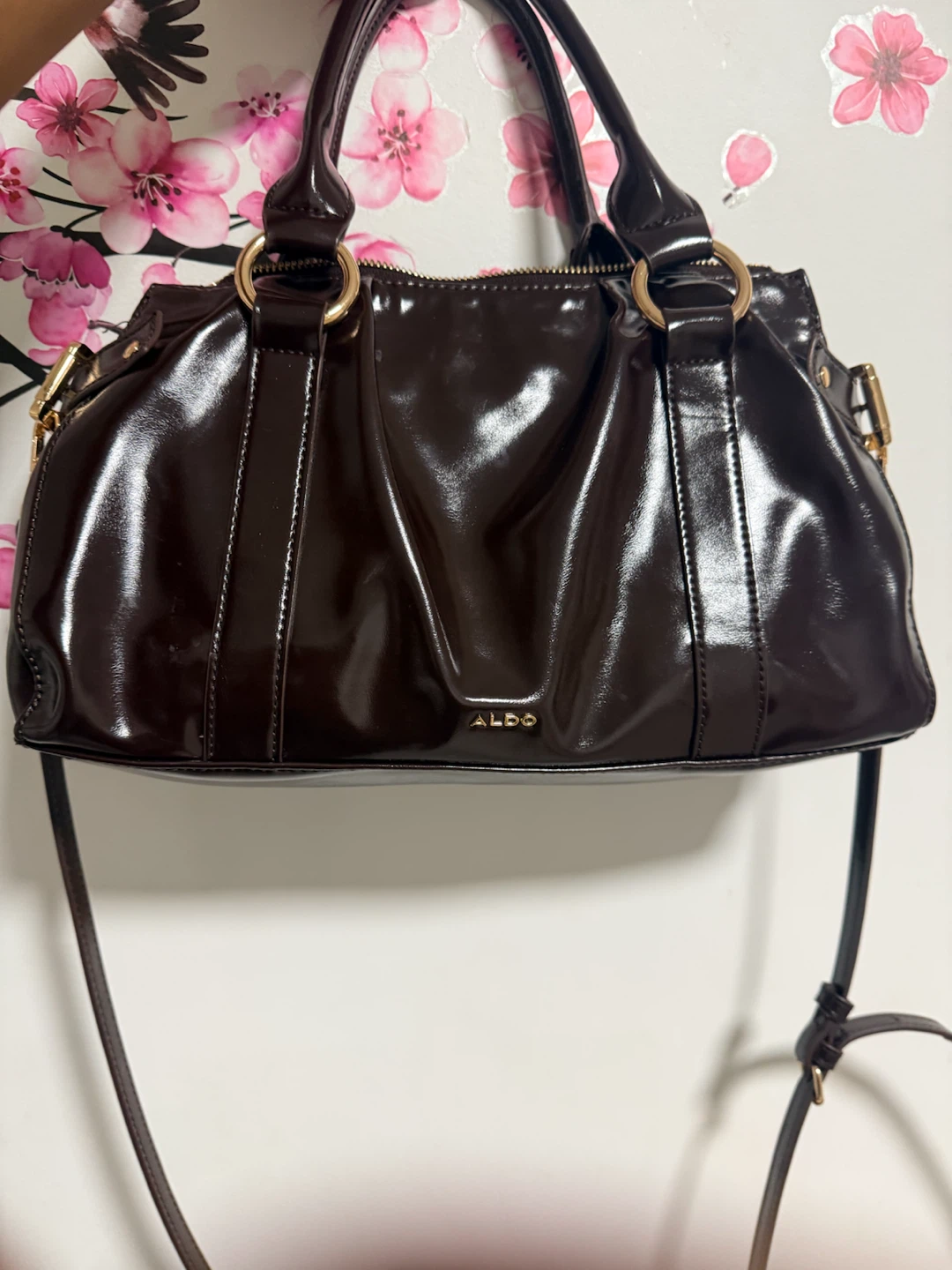 ALDO Dark Brown Patent Satchel - photo 3
