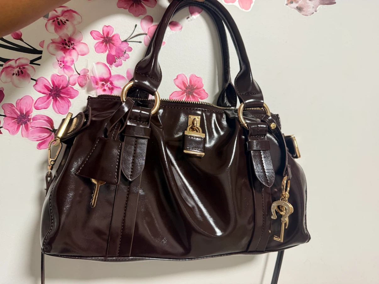 ALDO Dark Brown Patent Satchel - photo 4