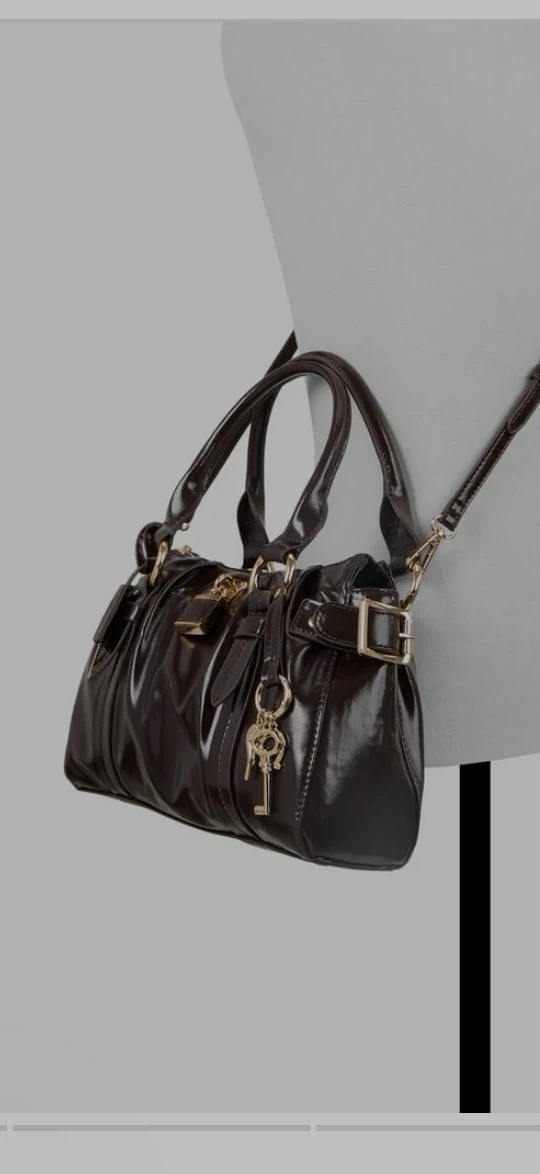 ALDO Dark Brown Patent Satchel - photo 5