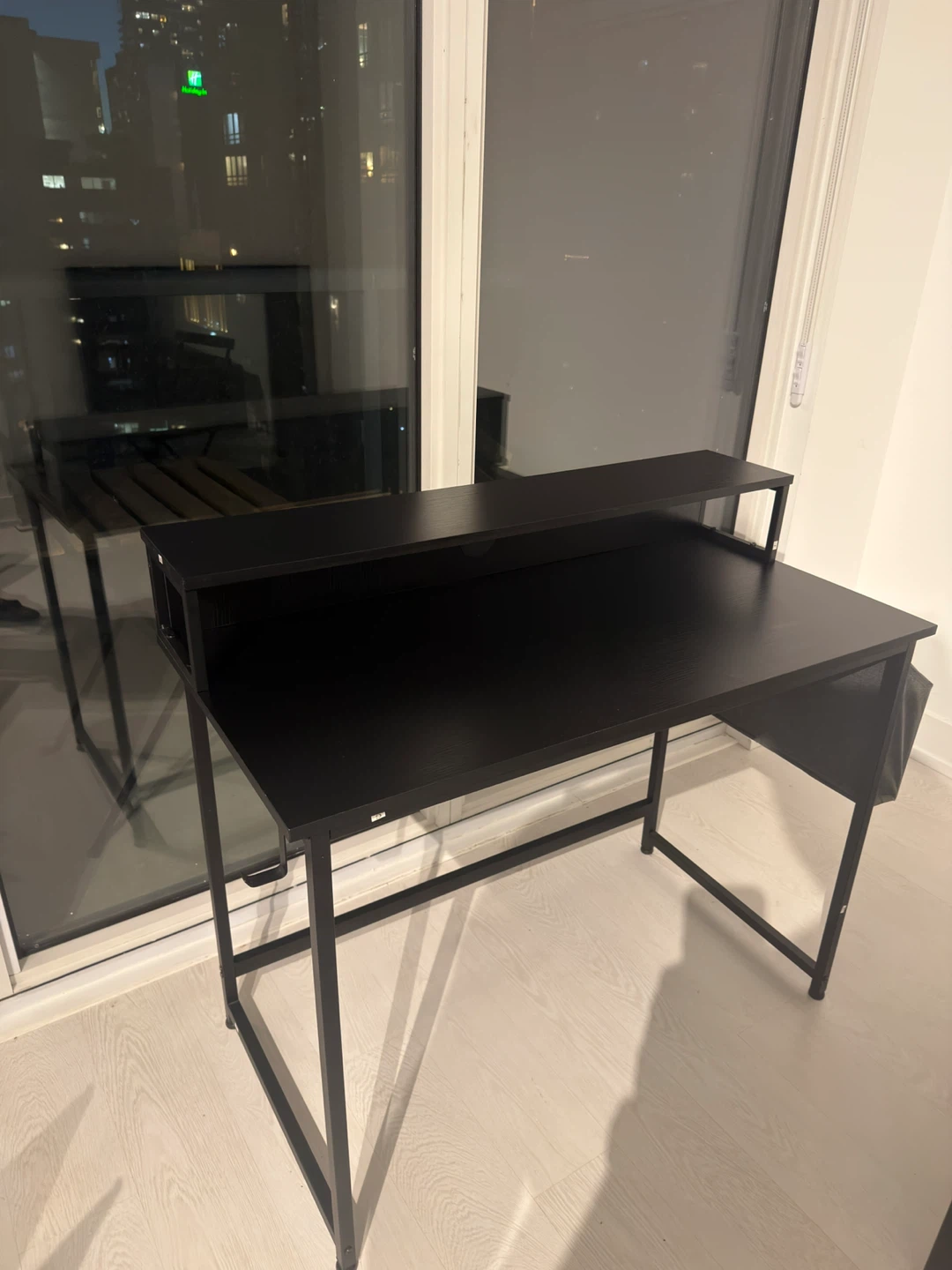 Black Computer Desk with Storage Shelf