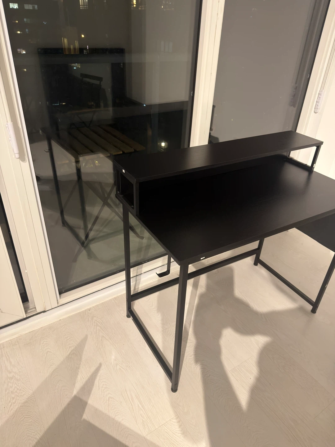 Black Computer Desk with Storage Shelf - photo 2