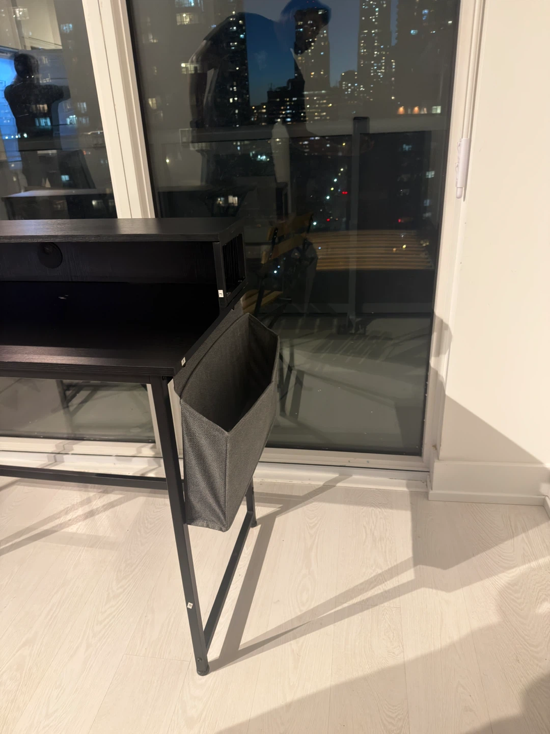 Black Computer Desk with Storage Shelf - photo 3
