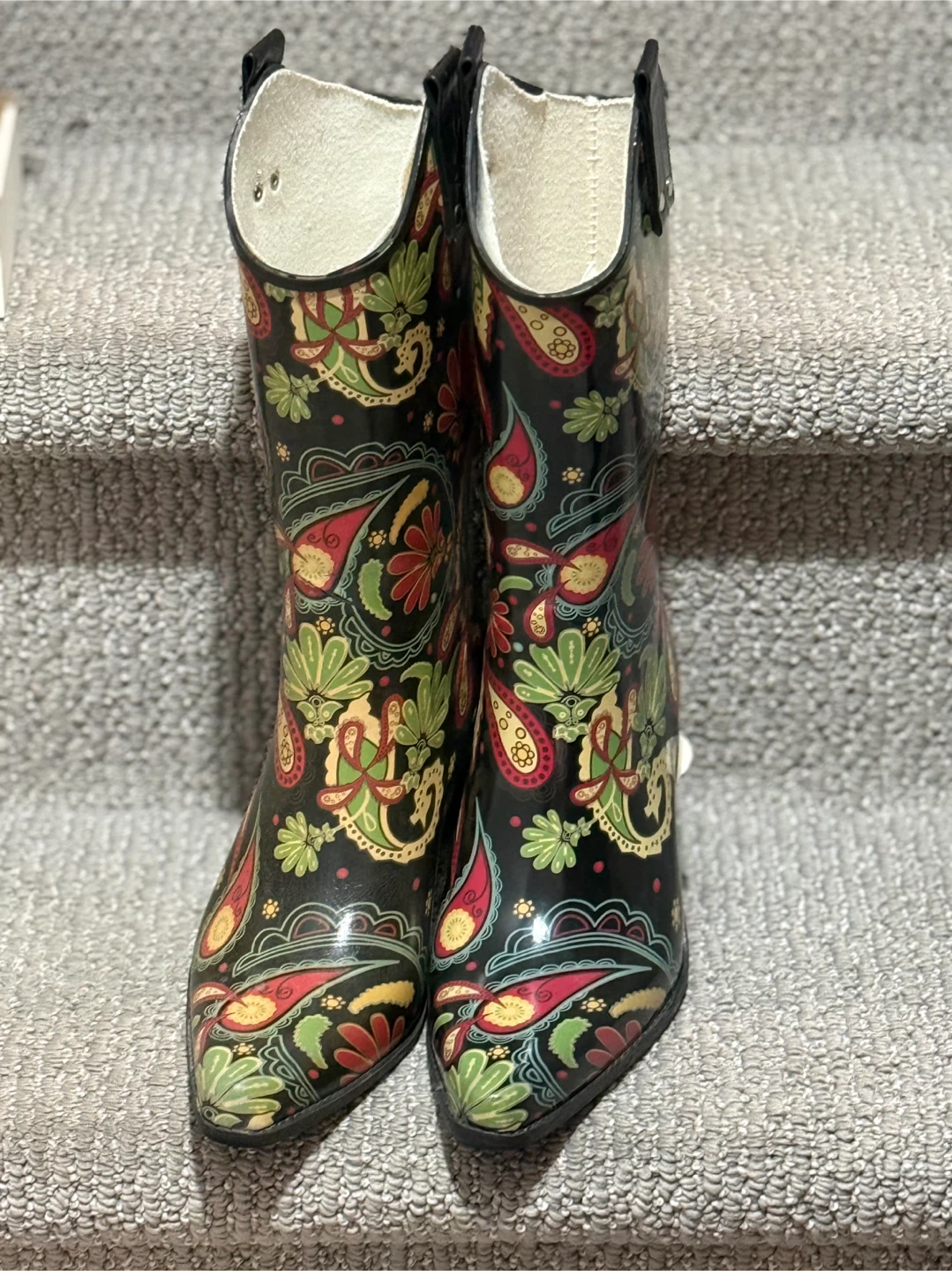 Paisley Print Rubber Boots size 8