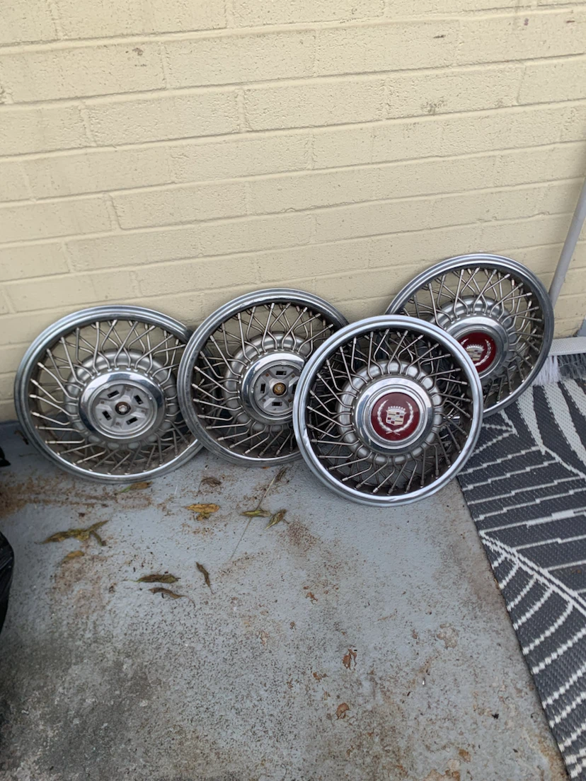 Set of 4 Vintage Cadillac Wire Wheel Covers