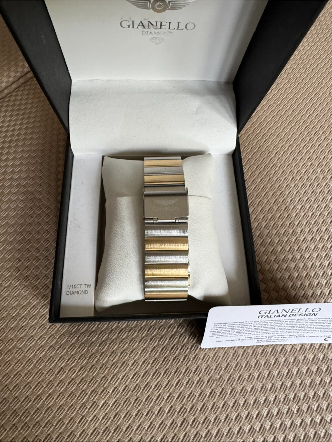 Aurelio Genuine Diamond Rectangle Gold Link Watch - photo 2
