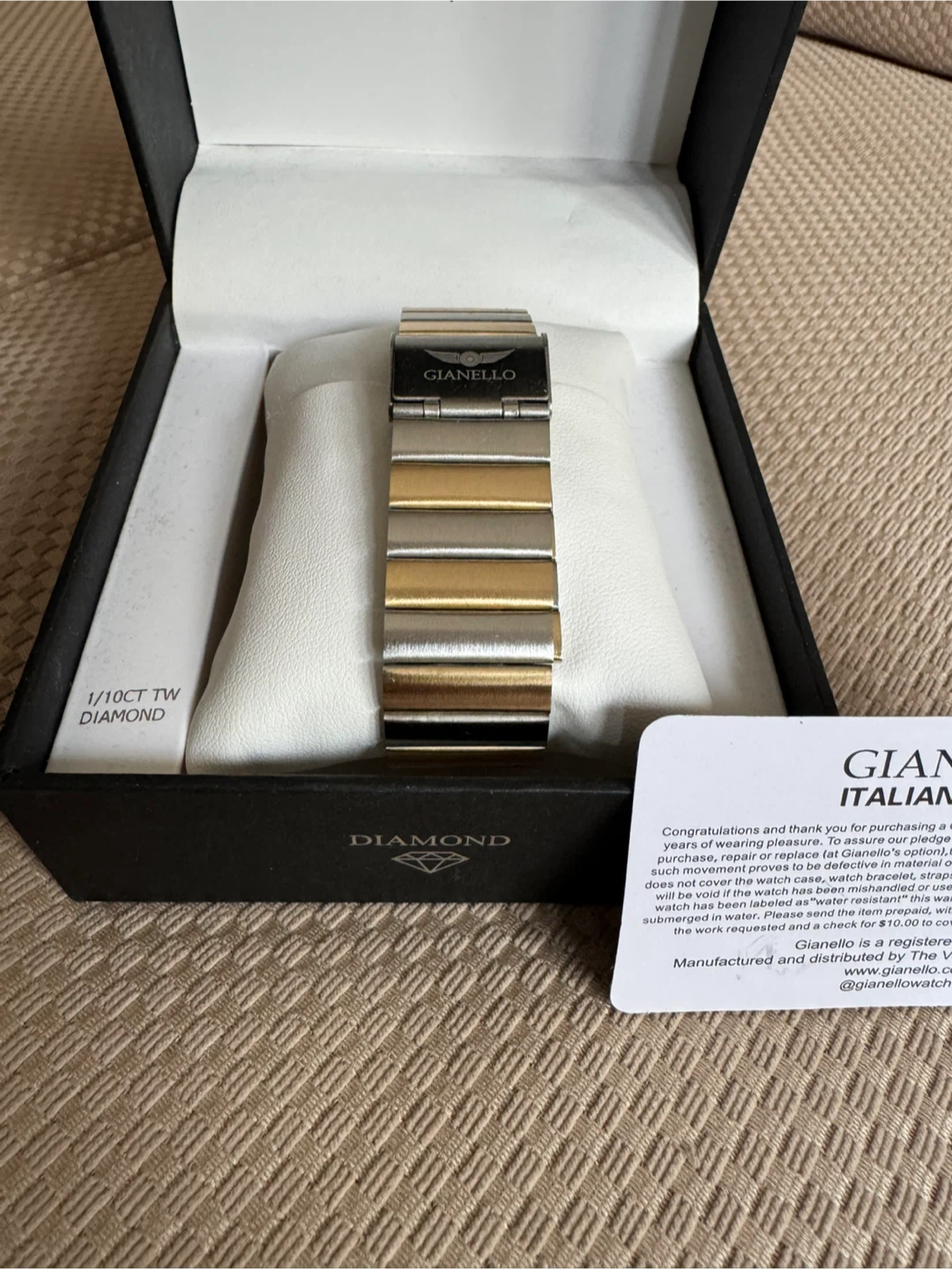 Aurelio Genuine Diamond Rectangle Gold Link Watch - photo 5