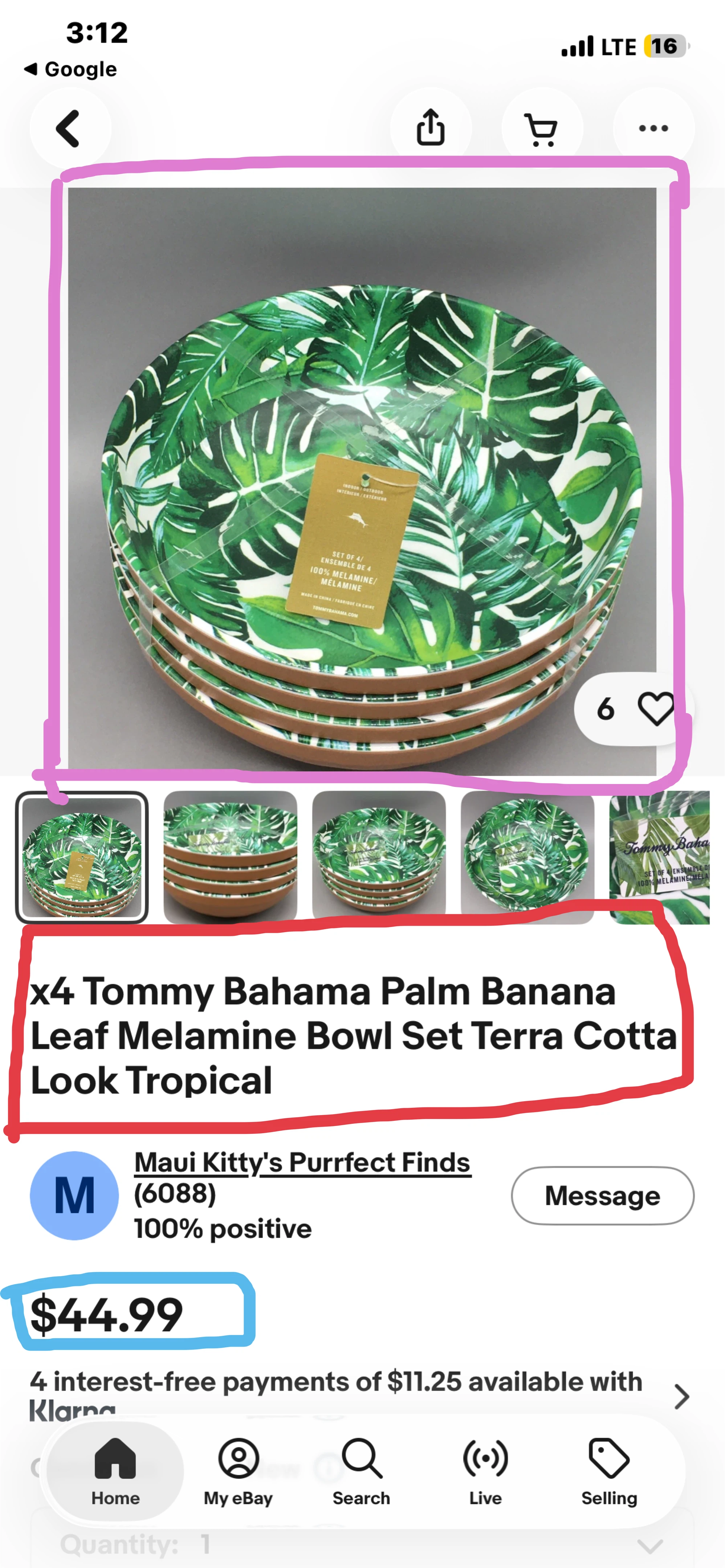 Tommy Bahama Palm Leaf Melamine Bowls
