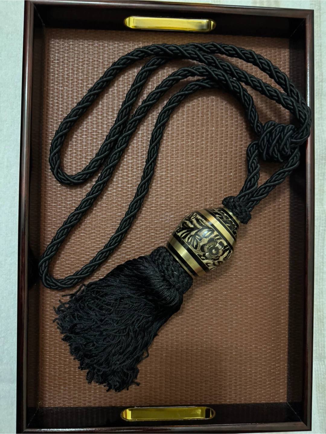 Ornate Black & Gold Curtain Tassel Tieback - Single