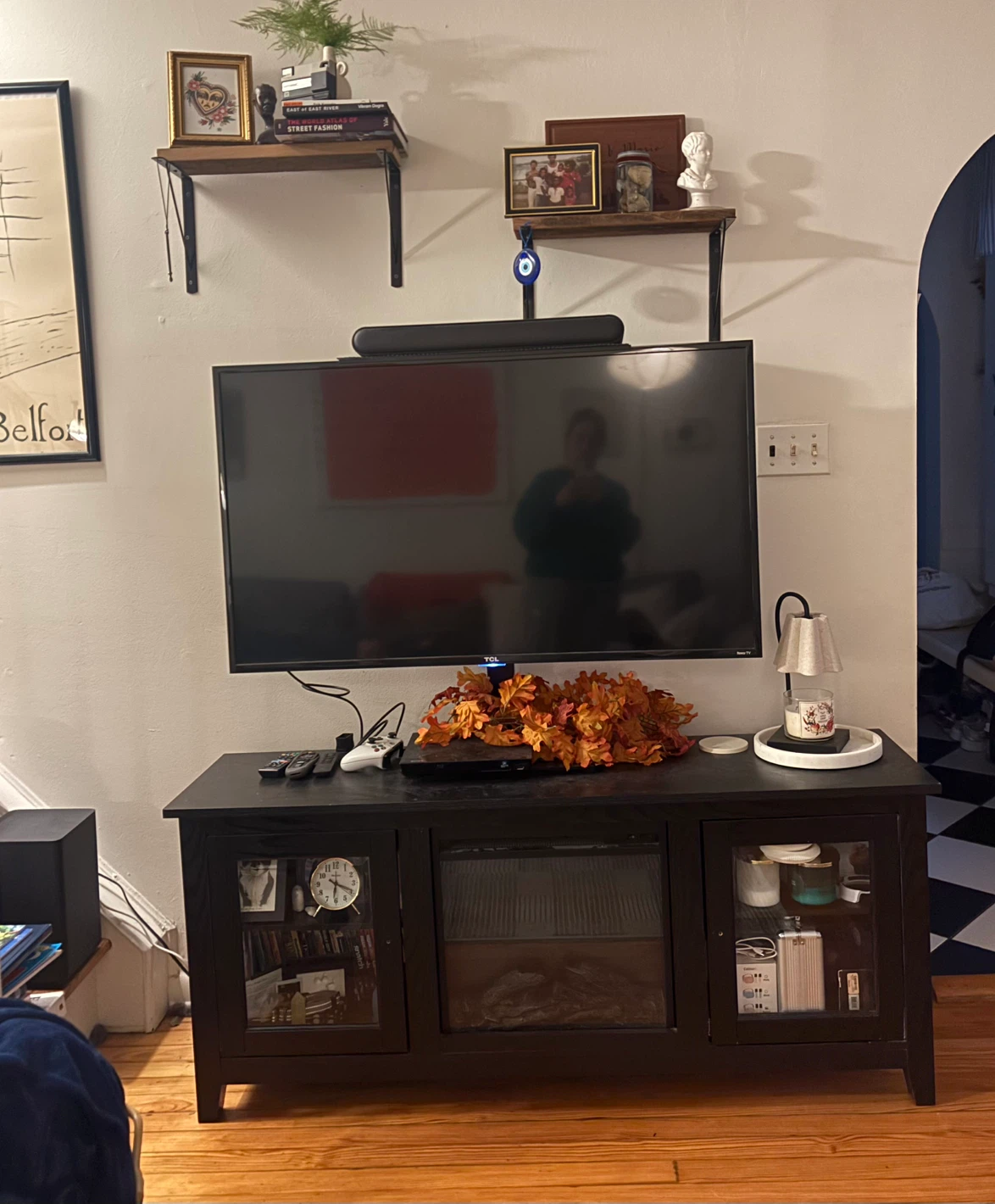 Fireplace tv console table