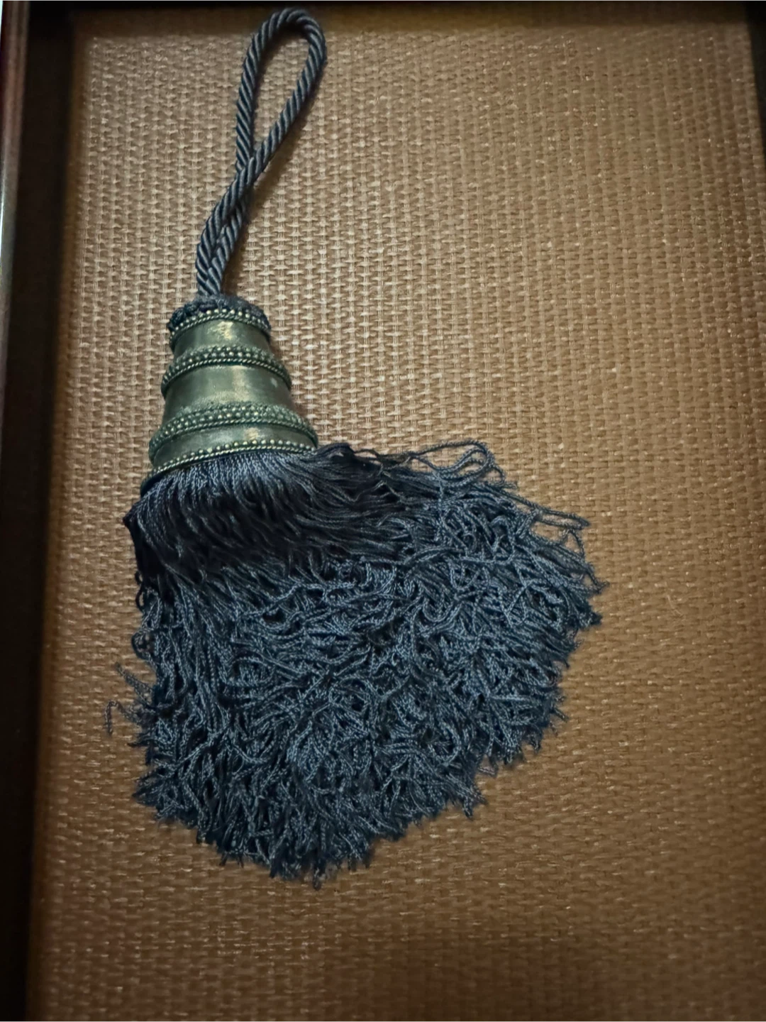 Vintage Slate Blue & Silver Curtain Tassel Tieback - Single