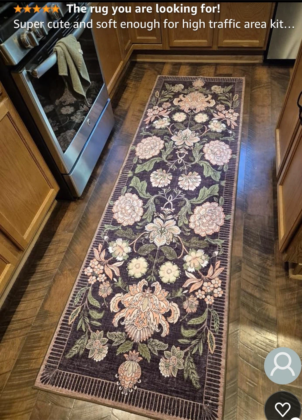GarveeHome Floral Botanical Runner Rug - Deep Blackened Plum