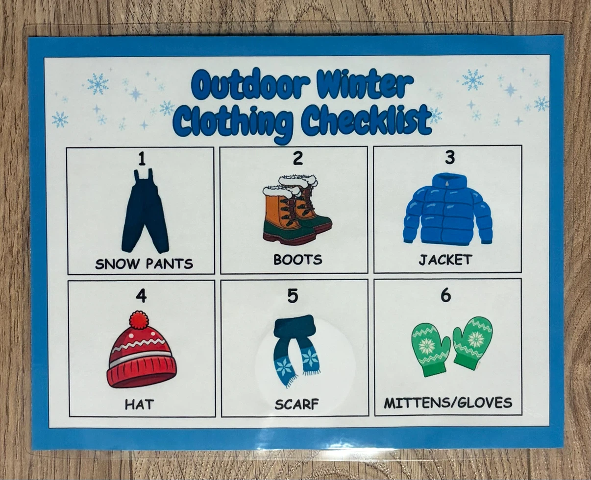 Outdoor Clothing Winter Checklist: Visual Support
