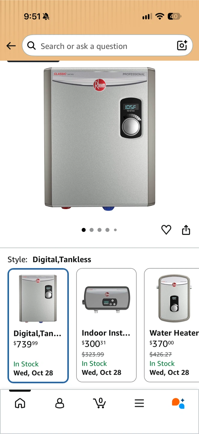Rheem Classic Series Professional Tankless Electric Water Heater - photo 5