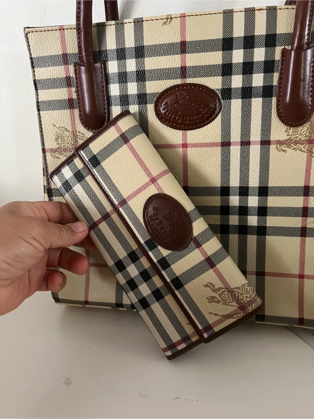 Burberry Tote Bag and Matching Wallet Set