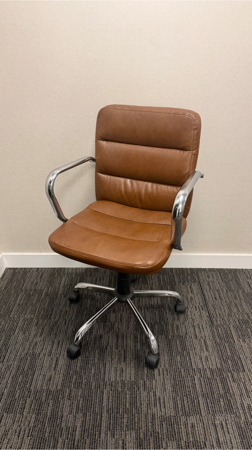 Faux Leather Office Chair with Arms 360° Swivel, Brown