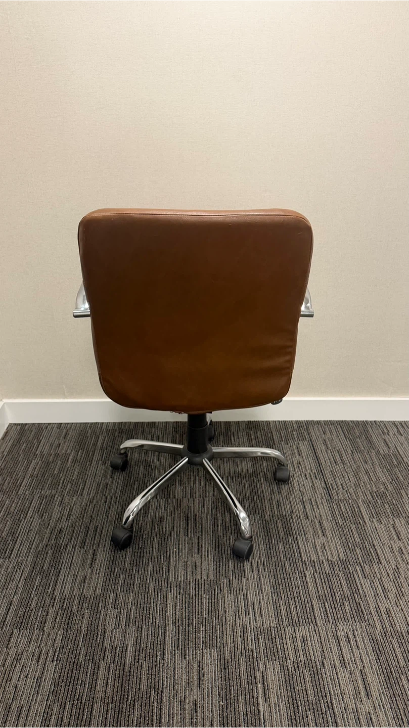 Faux Leather Office Chair with Arms 360° Swivel, Brown - photo 3