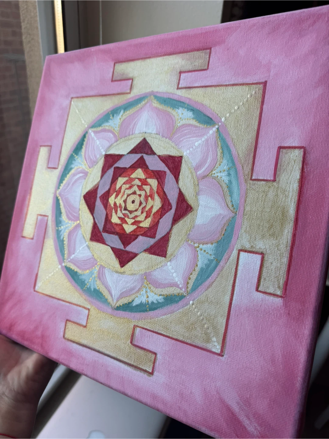 Original Hand-Painted Venus Yantra Mandala – 12×12”