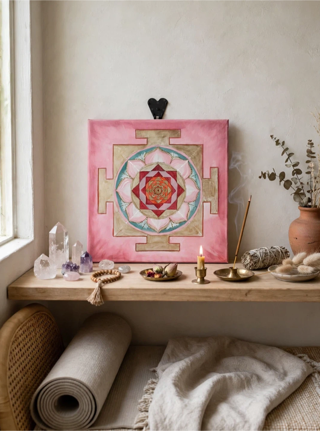 Original Hand-Painted Venus Yantra Mandala – 12×12” - photo 4