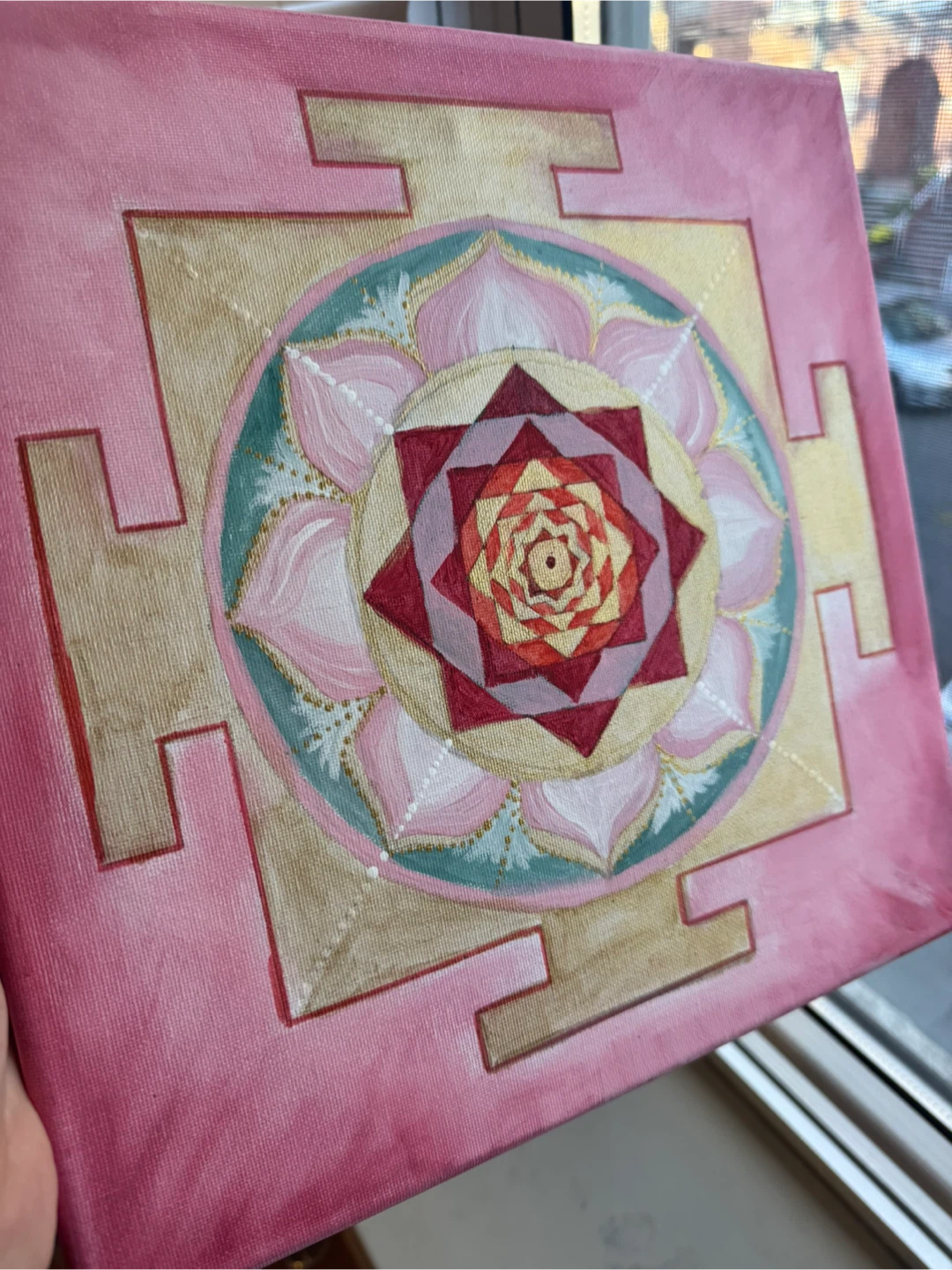 Original Hand-Painted Venus Yantra Mandala – 12×12” - photo 5