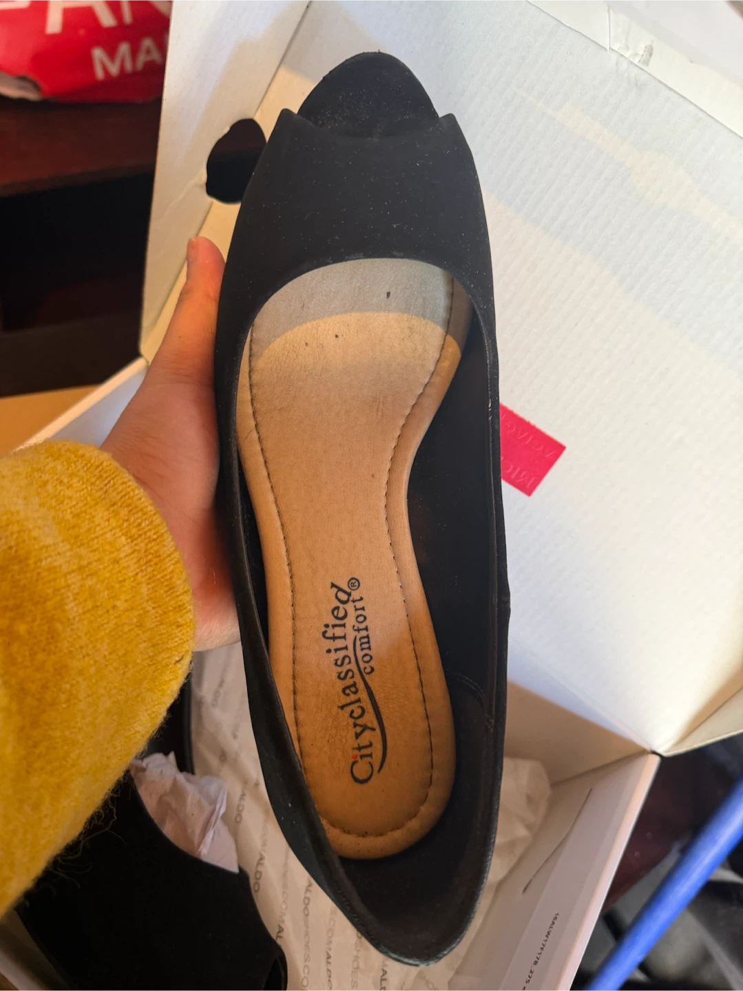 City Classified Black Peep Toe Heels Size 8.5