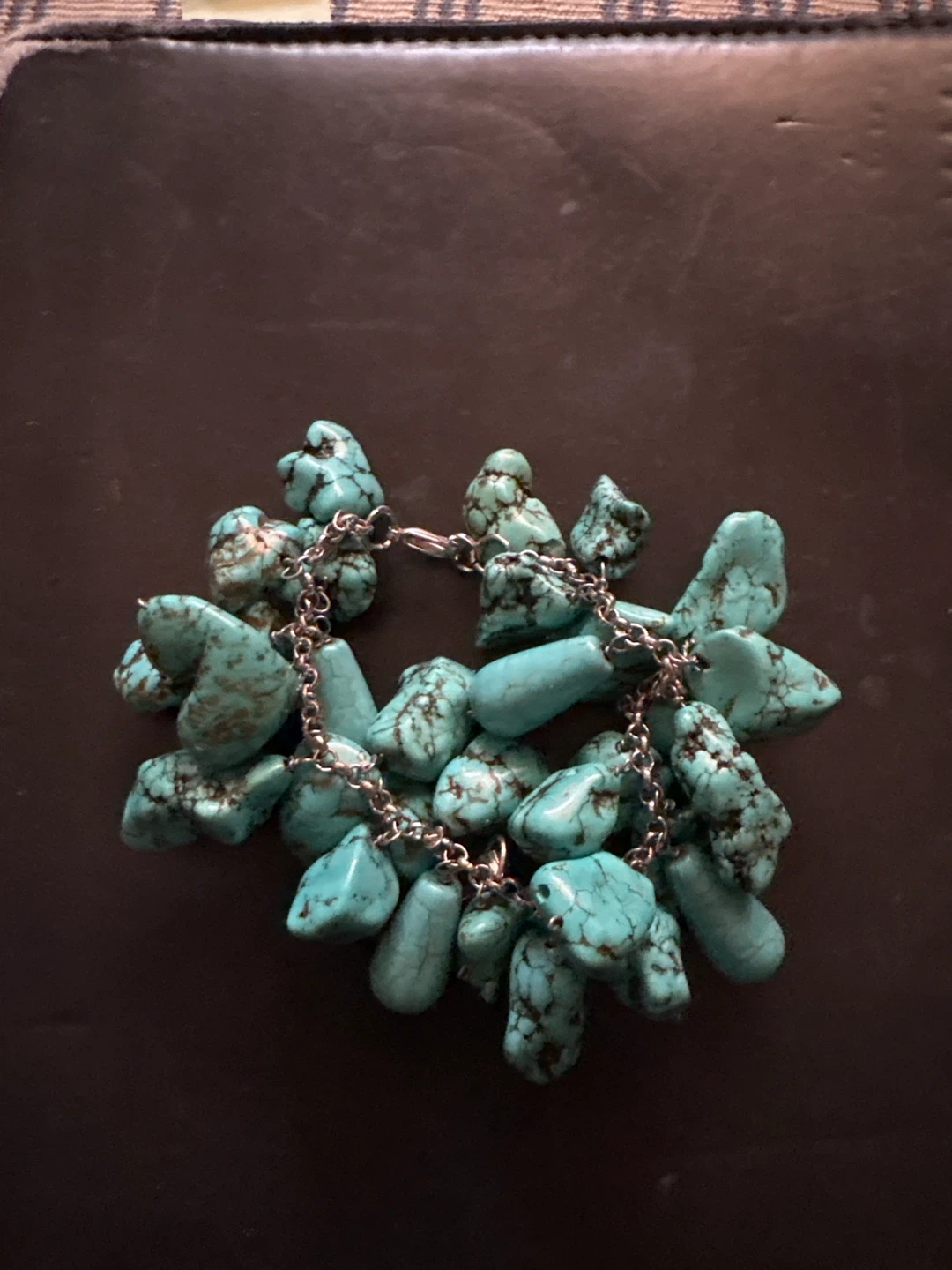 Turquoise Stone Cluster Charm Bracelet
