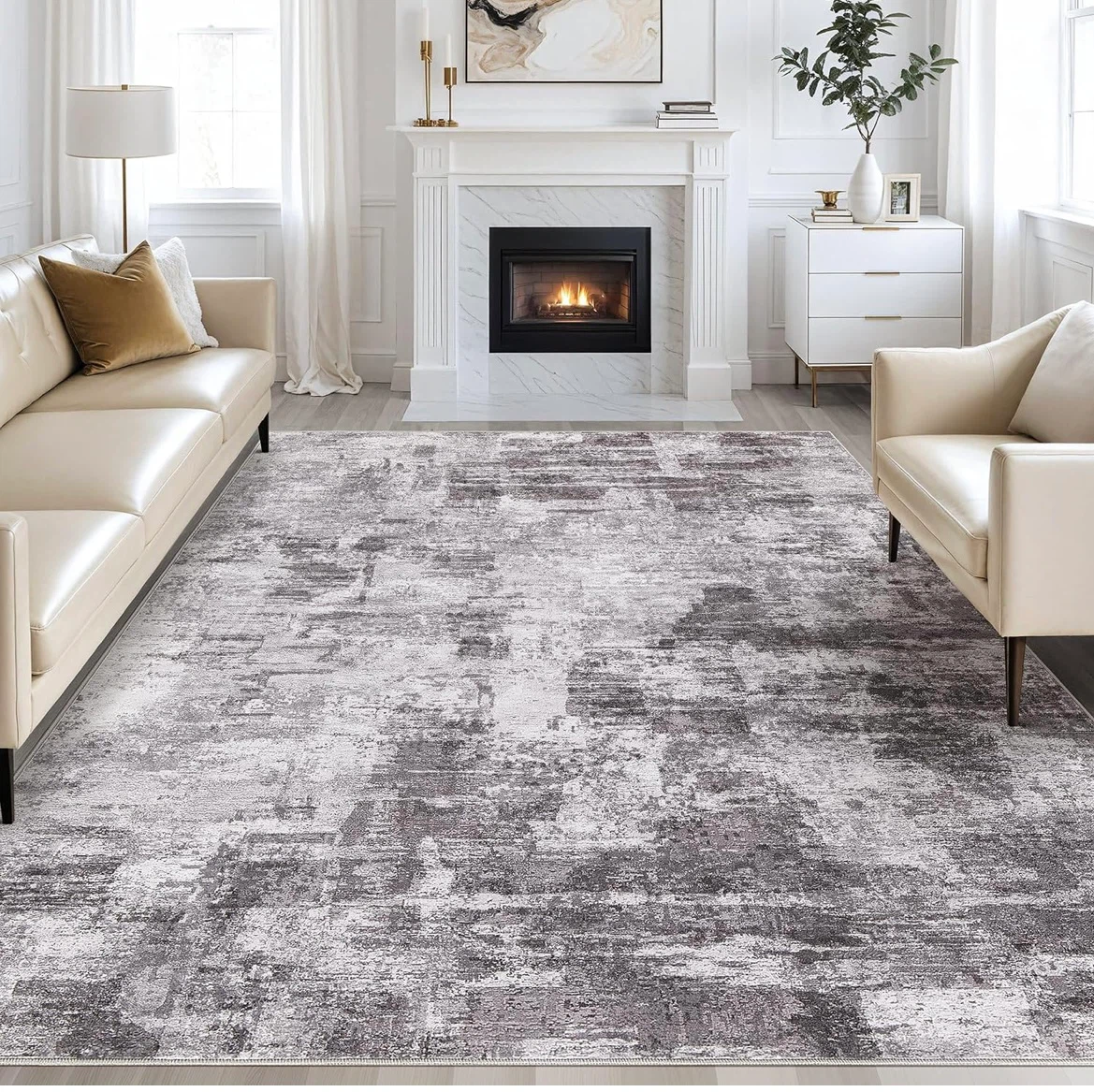 Washable Area Rug - Grey and White - 8'x10' - photo 2