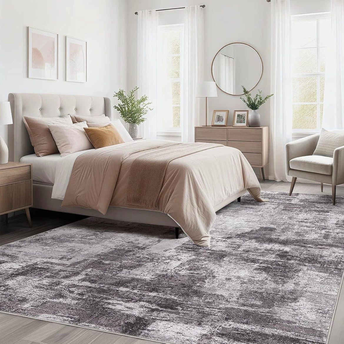Washable Area Rug - Grey and White - 8'x10' - photo 4