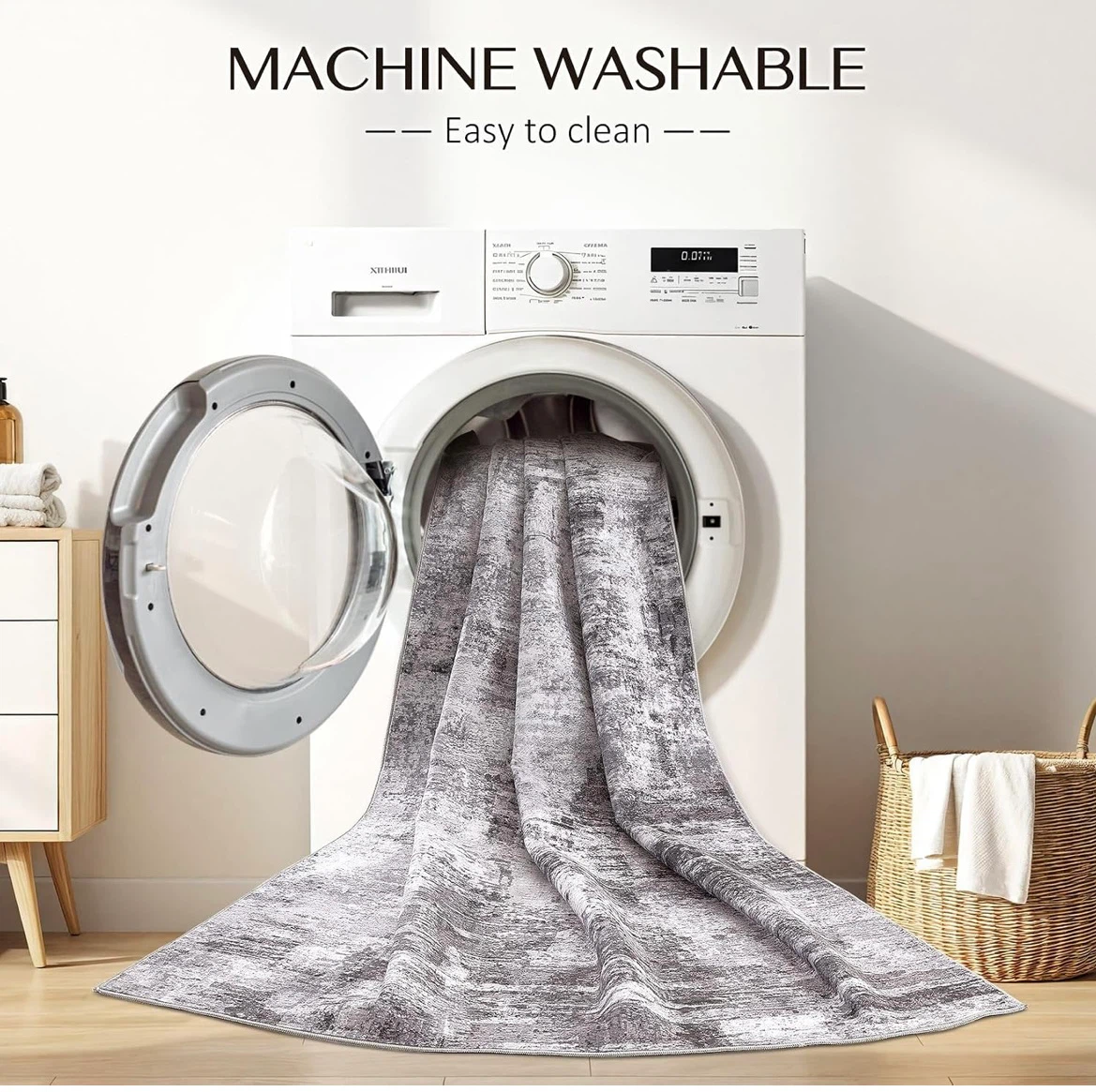 Washable Area Rug - Grey and White - 8'x10' - photo 5