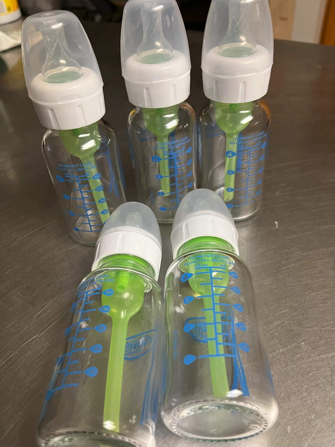 5 Dr. Brown's Glass Baby Bottles (4 oz / 120 ml)