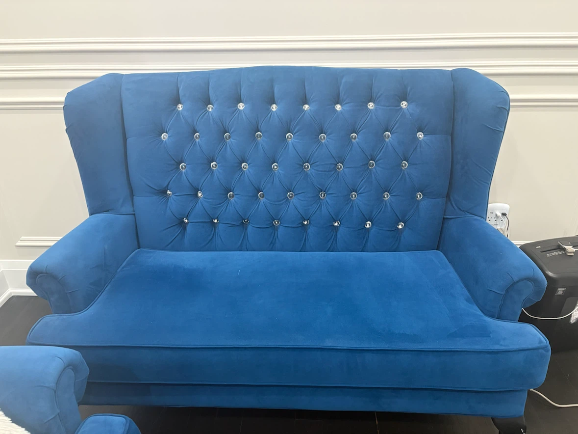 Blue Velvet Tufted Loveseat (2-pieces)