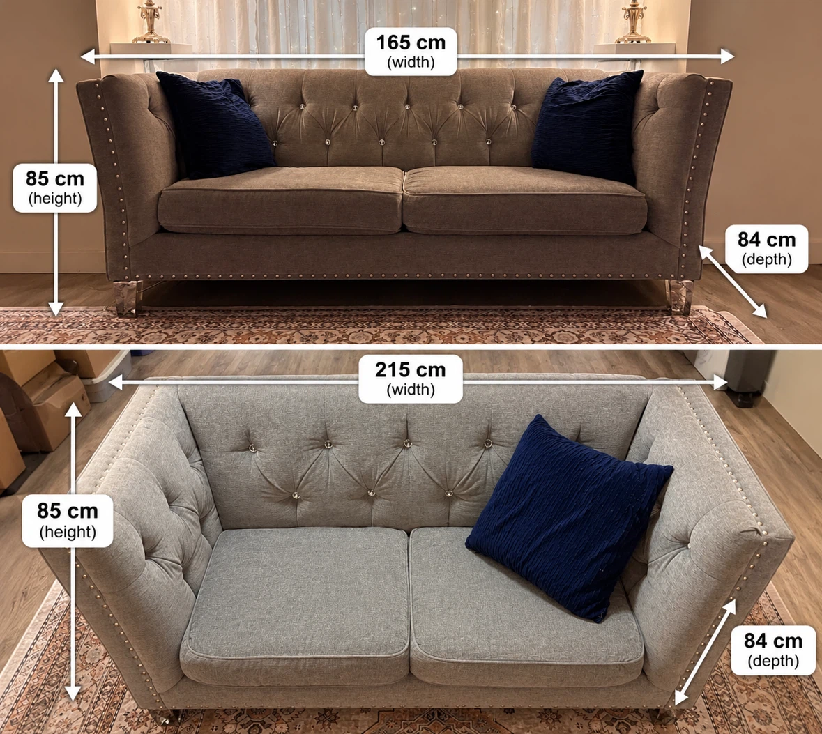 Tufted Grey Loveseat and Sofa Set - photo 2