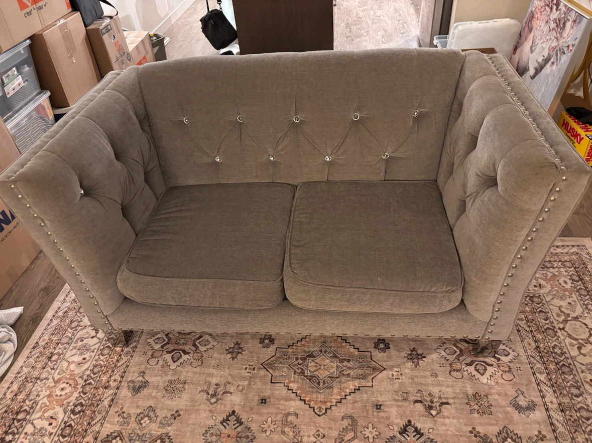 Tufted Grey Loveseat and Sofa Set - photo 5
