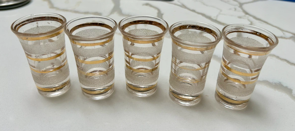 Set of 5 Gold-Trimmed Shot Glasses - Free