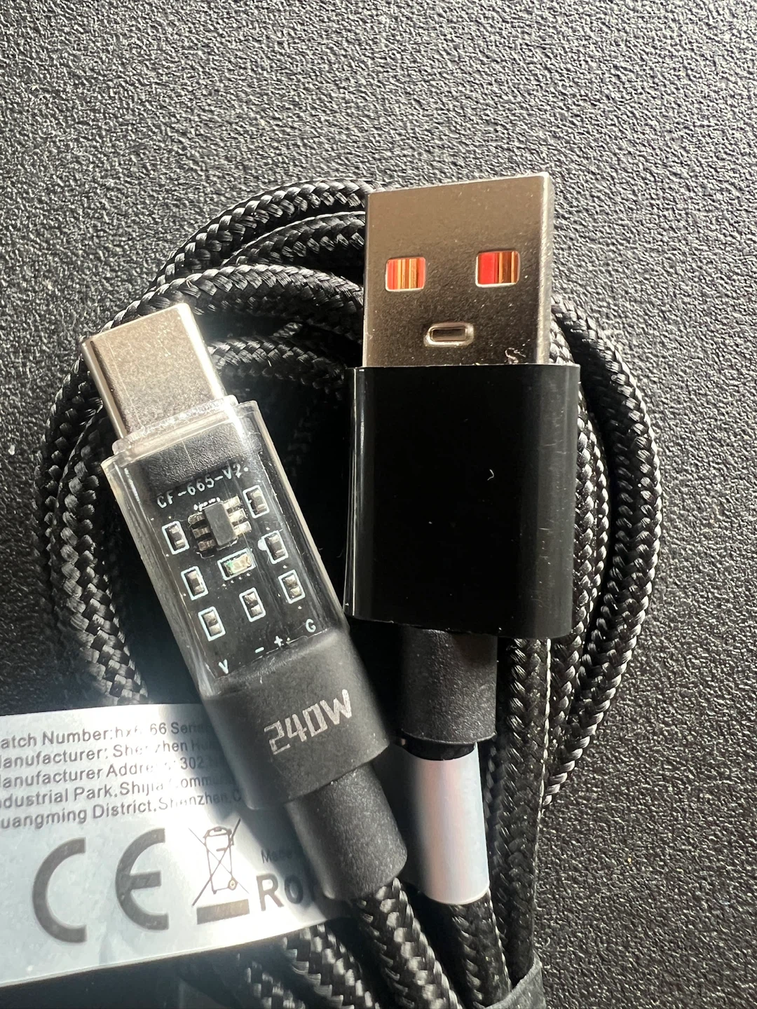 240W USB-A to USB-C Braided Cable - photo 2