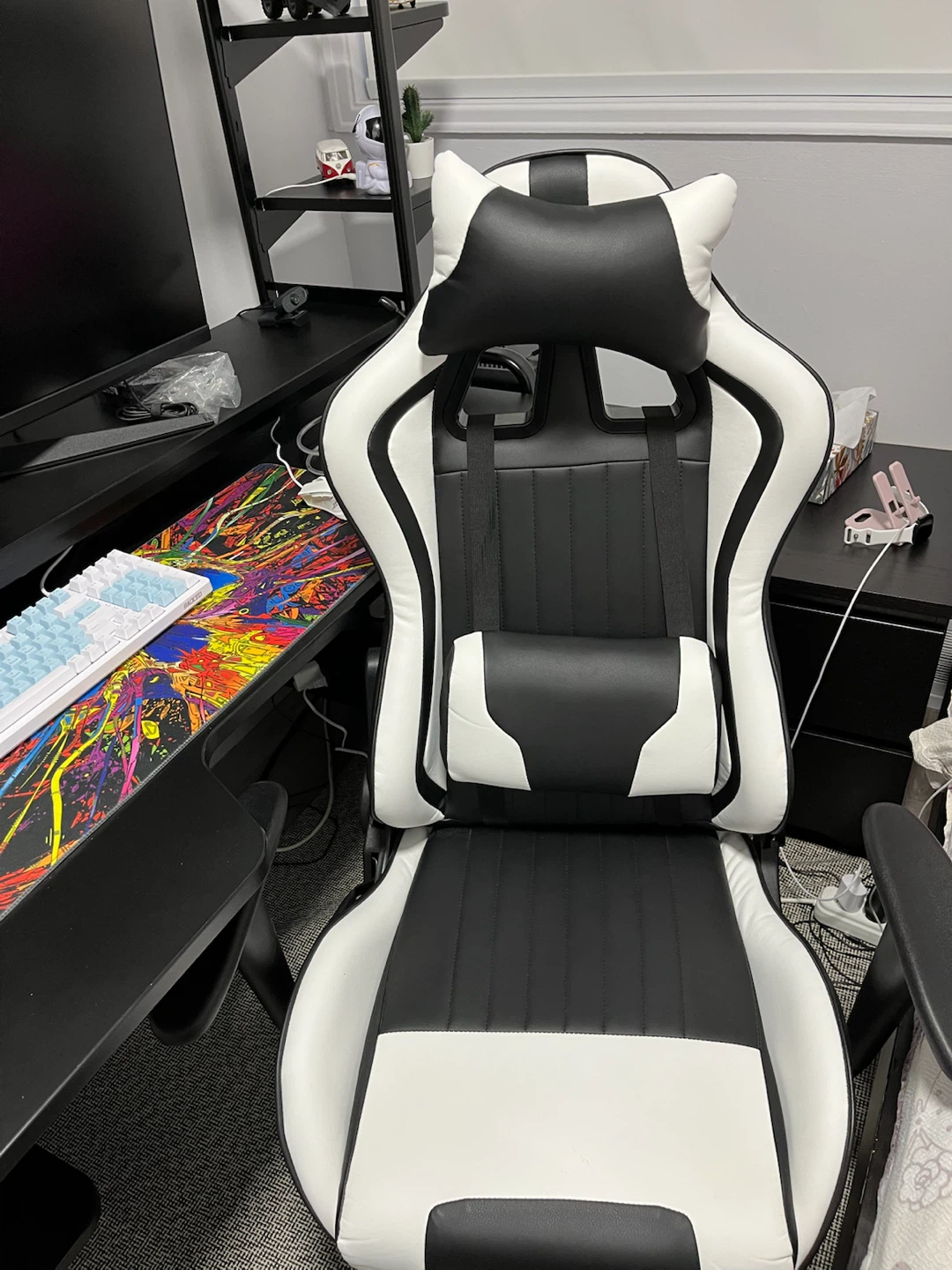 Black and white gaming chair