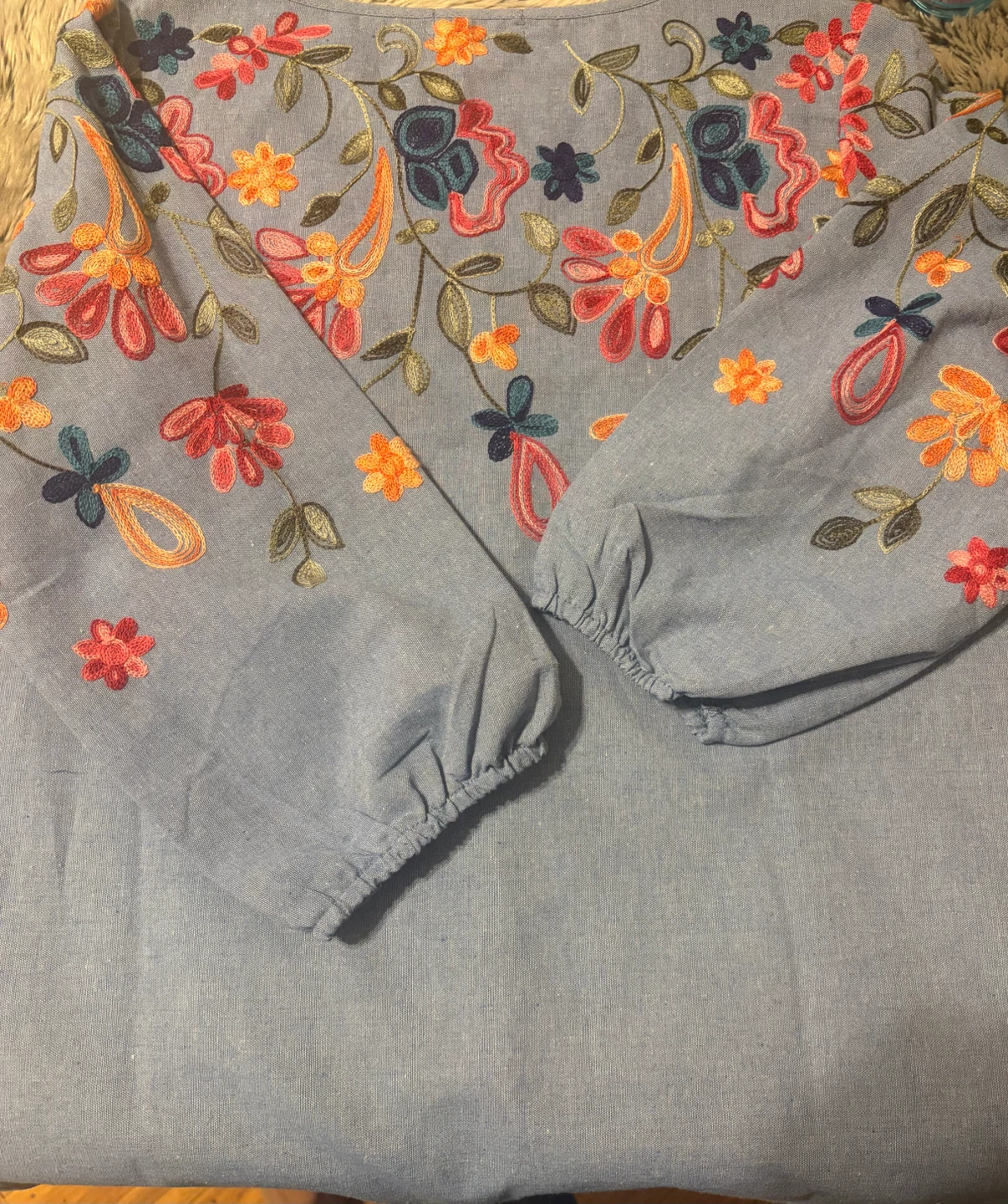 Kindred Floral Embroidered Long Sleeve Top Blue - photo 2