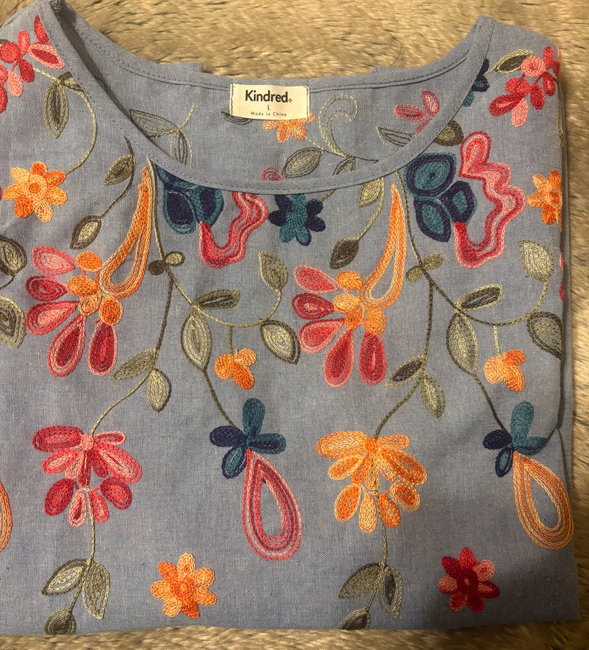Kindred Floral Embroidered Long Sleeve Top Blue - photo 3