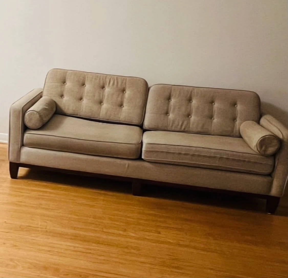 Beige Mid-Century Modern Tufted Sofa - photo 2