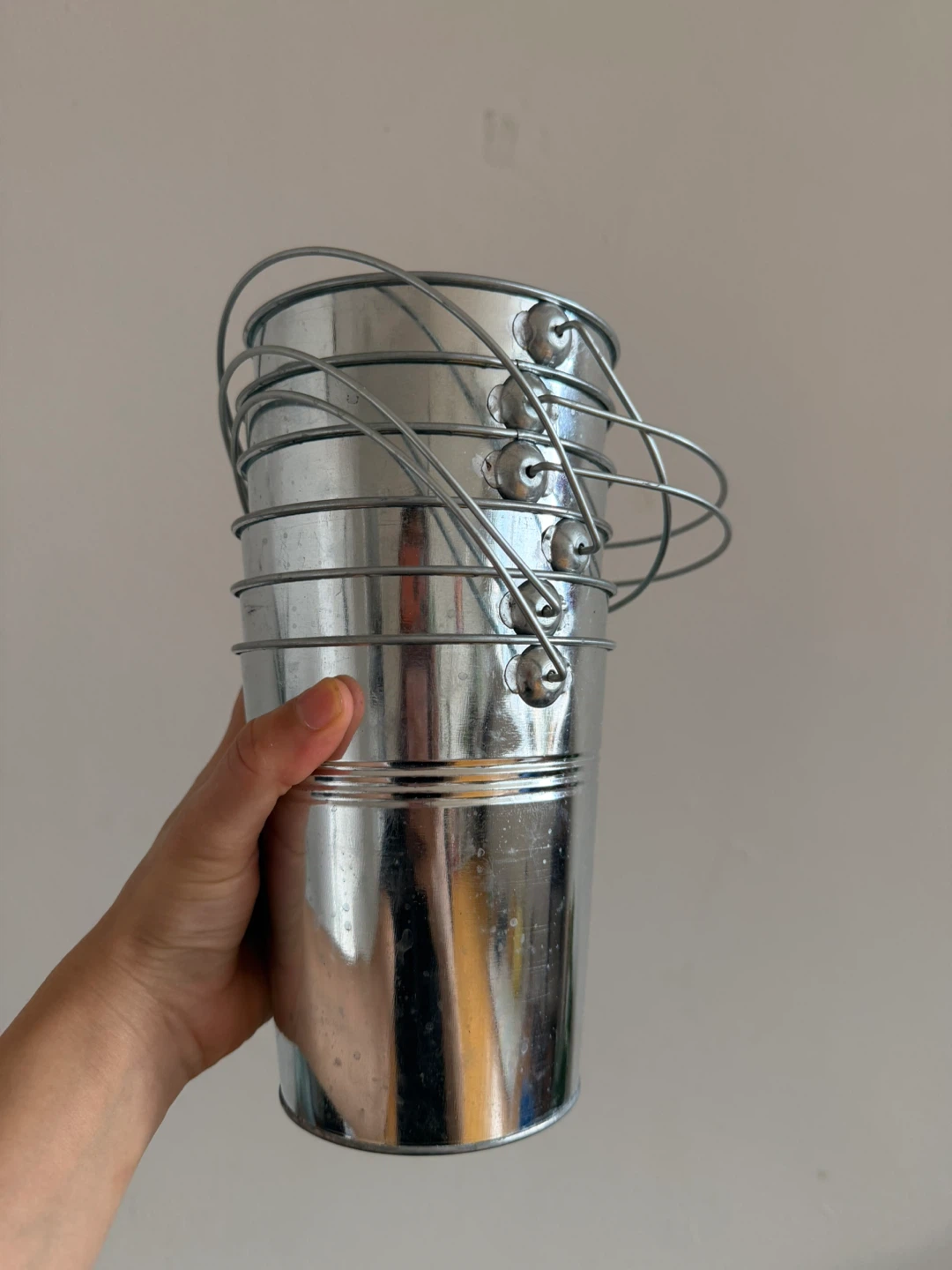 Set of 5 Small Metal Buckets