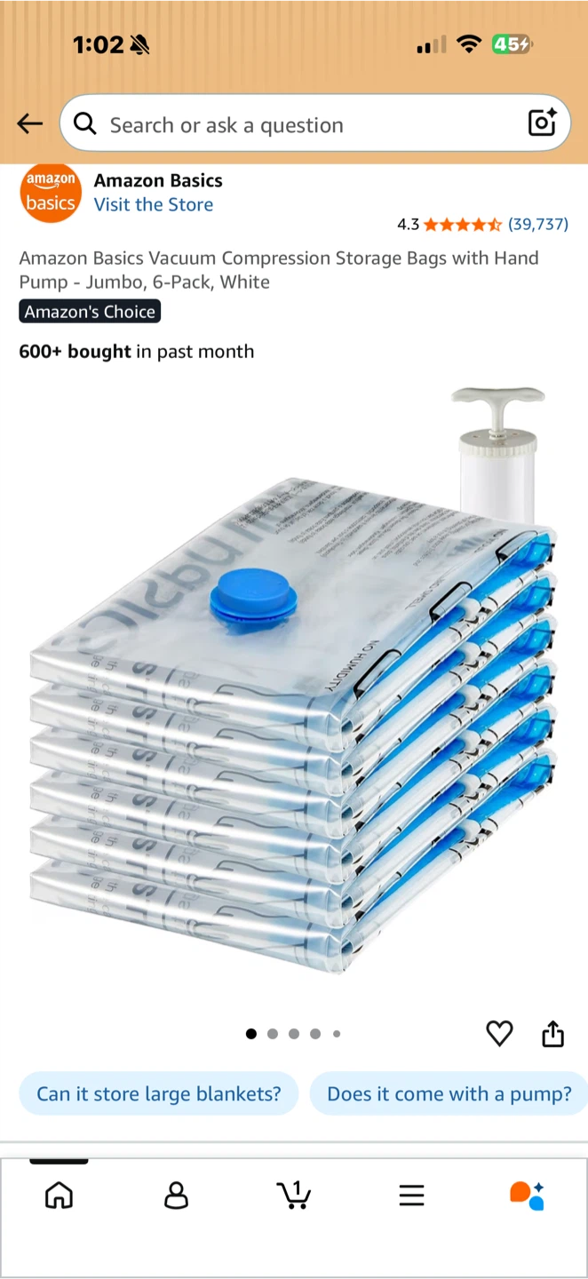 Amazon Basics Vacuum Compression Storage Bags