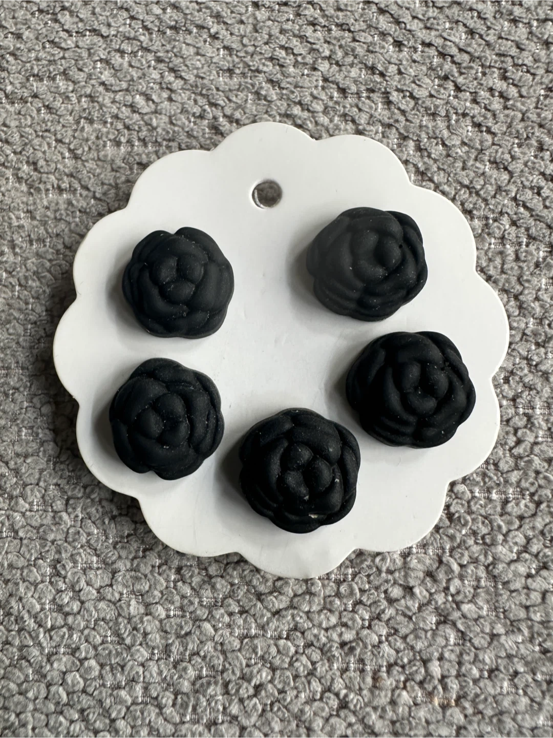 5 Black Flower Magnet Pins/ Brooches - New