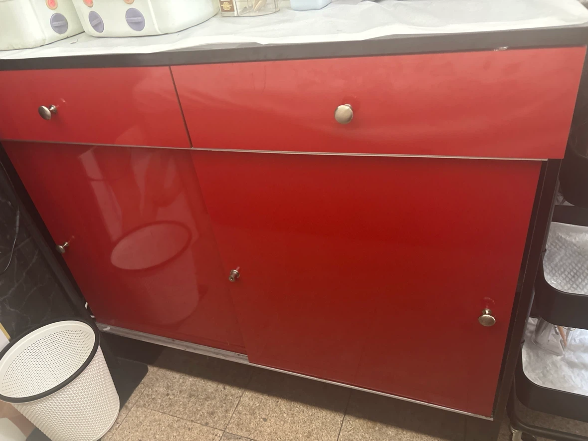 Red Cabinet with Storage