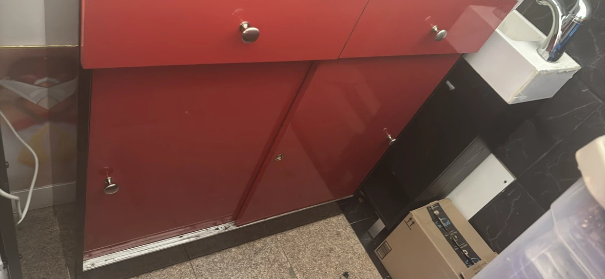 Red Cabinet with Storage - photo 2
