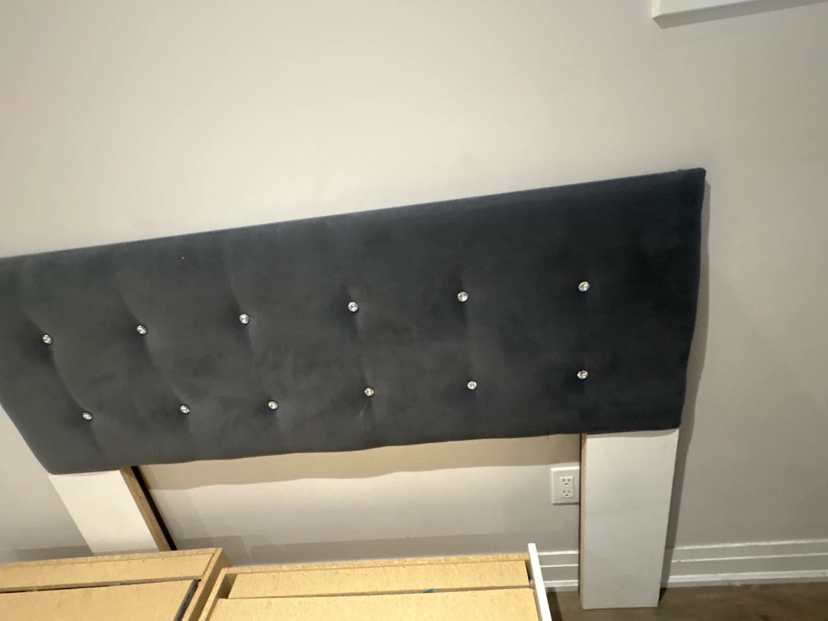 Grey Velvet Upholstered Headboard