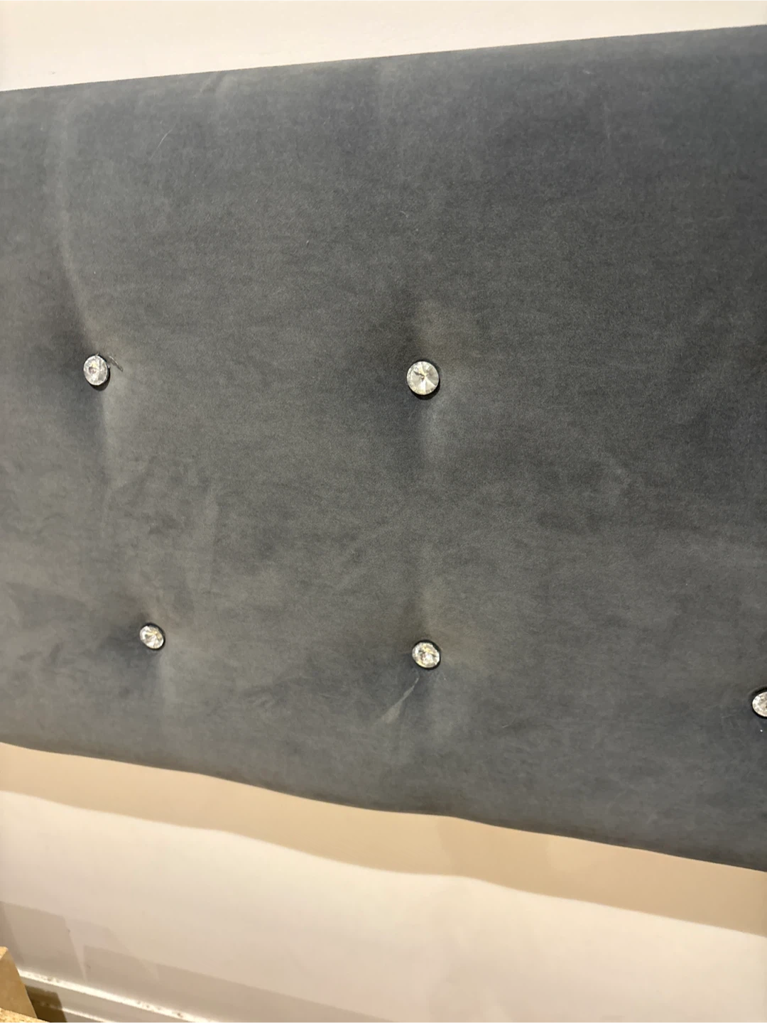 Grey Velvet Upholstered Headboard - photo 3