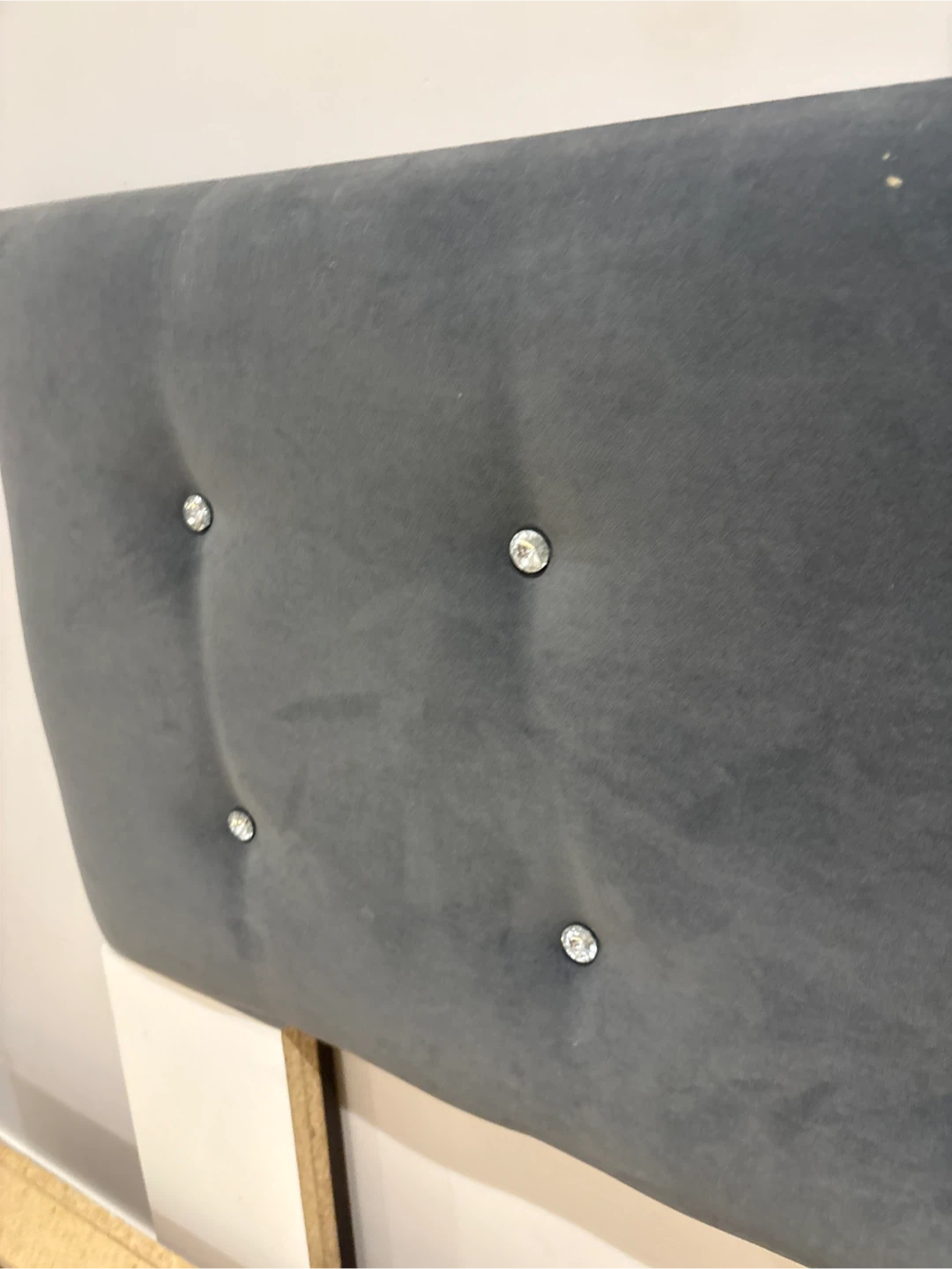 Grey Velvet Upholstered Headboard - photo 4