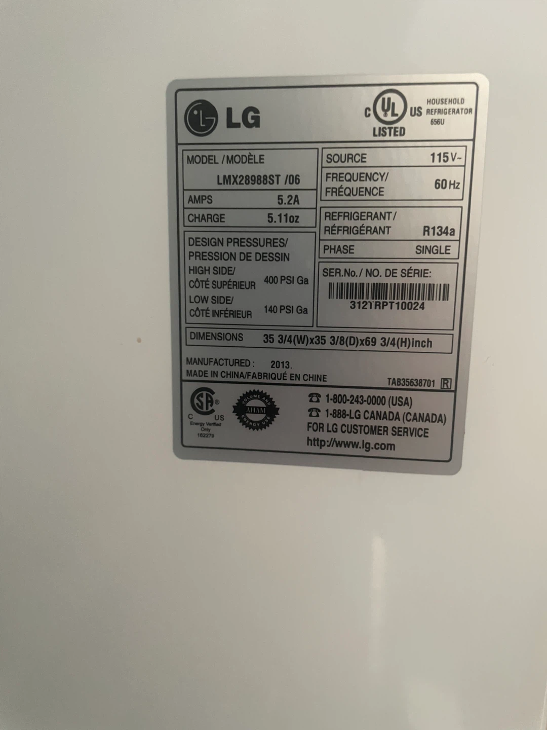 LG 28 Cu Ft Fridge - FOR REPAIR/PARTS - $300 OBO - photo 5