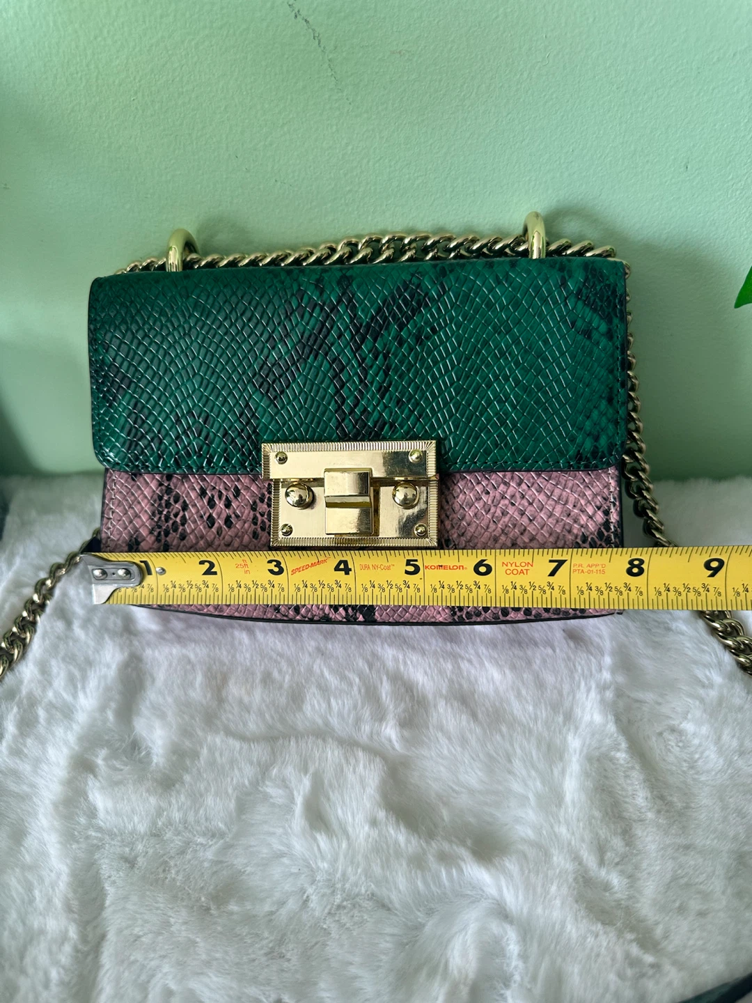 Snake Print Crossbody Bag Green and Pink - photo 3