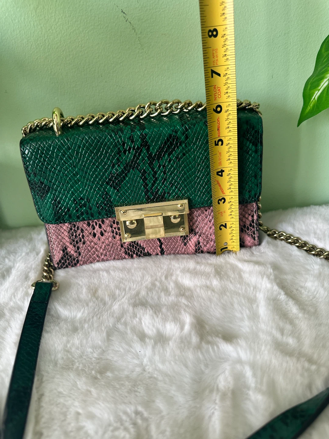 Snake Print Crossbody Bag Green and Pink - photo 4